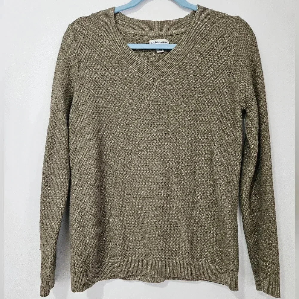 Croft &‎ Barrow Women's Sweater V Neck Sparkle Knit Pullover Size Small